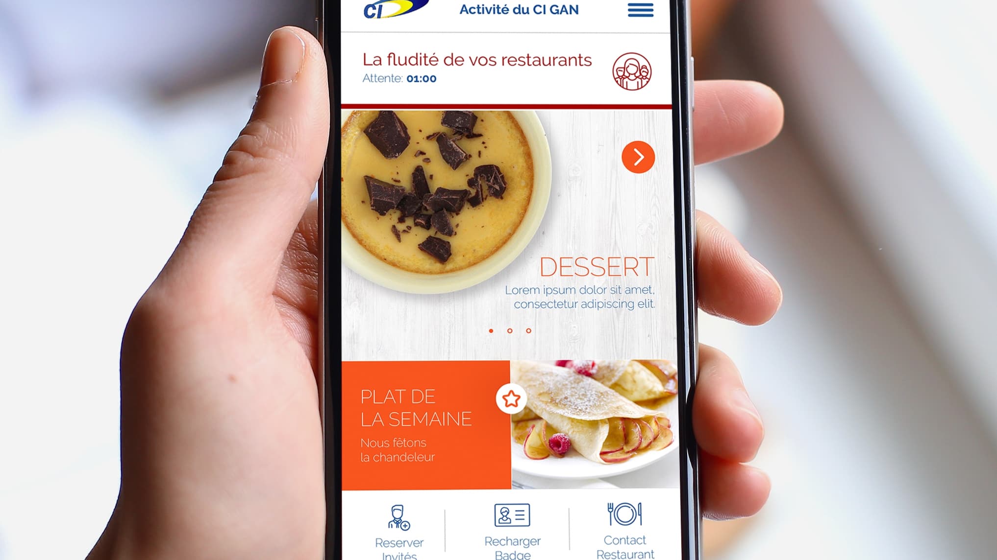 L'application affiche le temps d'attente. 
