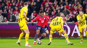 Jonathan David face à Dortmund le 12 mars 2025