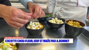 Un chef, une recette: cocotte chou-fleur, oeuf et pop-corn par Anthony Bonnet