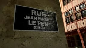 Des rues renommées après Jean-Marie Le Pen à Rouen (Seine-Maritime) mardi 7 janvier 2025 par des militants d'extrême-droite, le jour de la mort du fondateur du Front National.