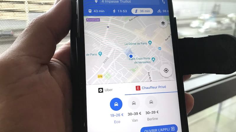 Sur Google Maps, Chauffeur Privé et Uber sont désormais cote à cote