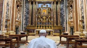 Le pape dans la basilique Sainte-Marie Majeure le 4 avril 2025.