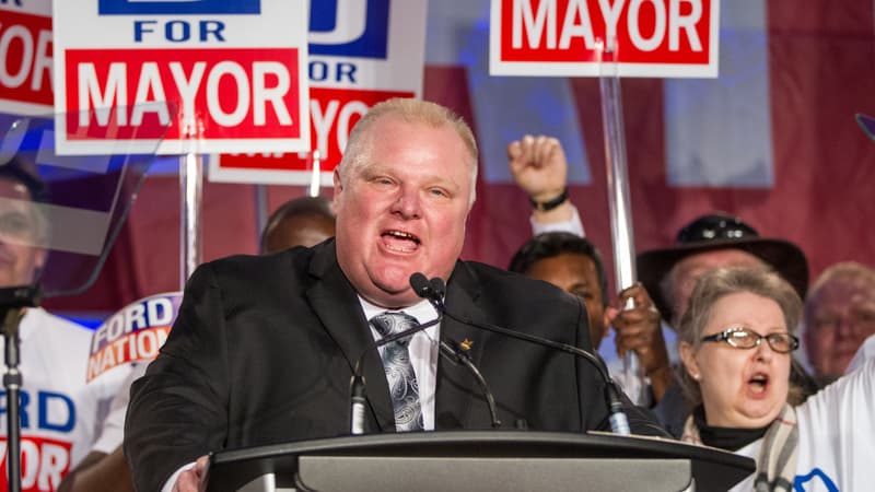 Rob Ford lors d'un meeting de campagne, le 17 avril 2014.