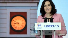 Meeting de clôture de campagne pour la présidente de la région de Madrid Isabel Diaz Ayuso, candidate à sa réélection, le 2 mai 2021.