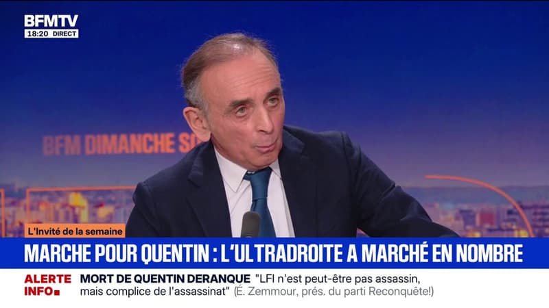 Insultes racistes et saluts nazis pendant l'hommage à Quentin Deranque: pour Éric Zemmour (Reconquête), "ce n'est pas l'essentiel de cette manifestation"