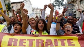 Défilé à Marseille lors de la journée de manifestation et de grèves contre la réforme des retraites, qui avait rassemblé, selon les sources, dans les rues de France entre 1,1 et 2,7 millions de personnes le 7 septembre. Les syndicats, qui disent sentir la