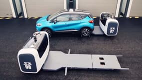 Le robot Stan gare les voitures dans un parking de l'aéroport Saint-Exupéry. 