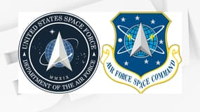 Le nouveau et l'ancien logo de la Force de l'espace américaine