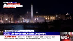 Recours au 49.3: les forces de l'ordre commencent à utiliser leurs canons à eau place de la Concorde