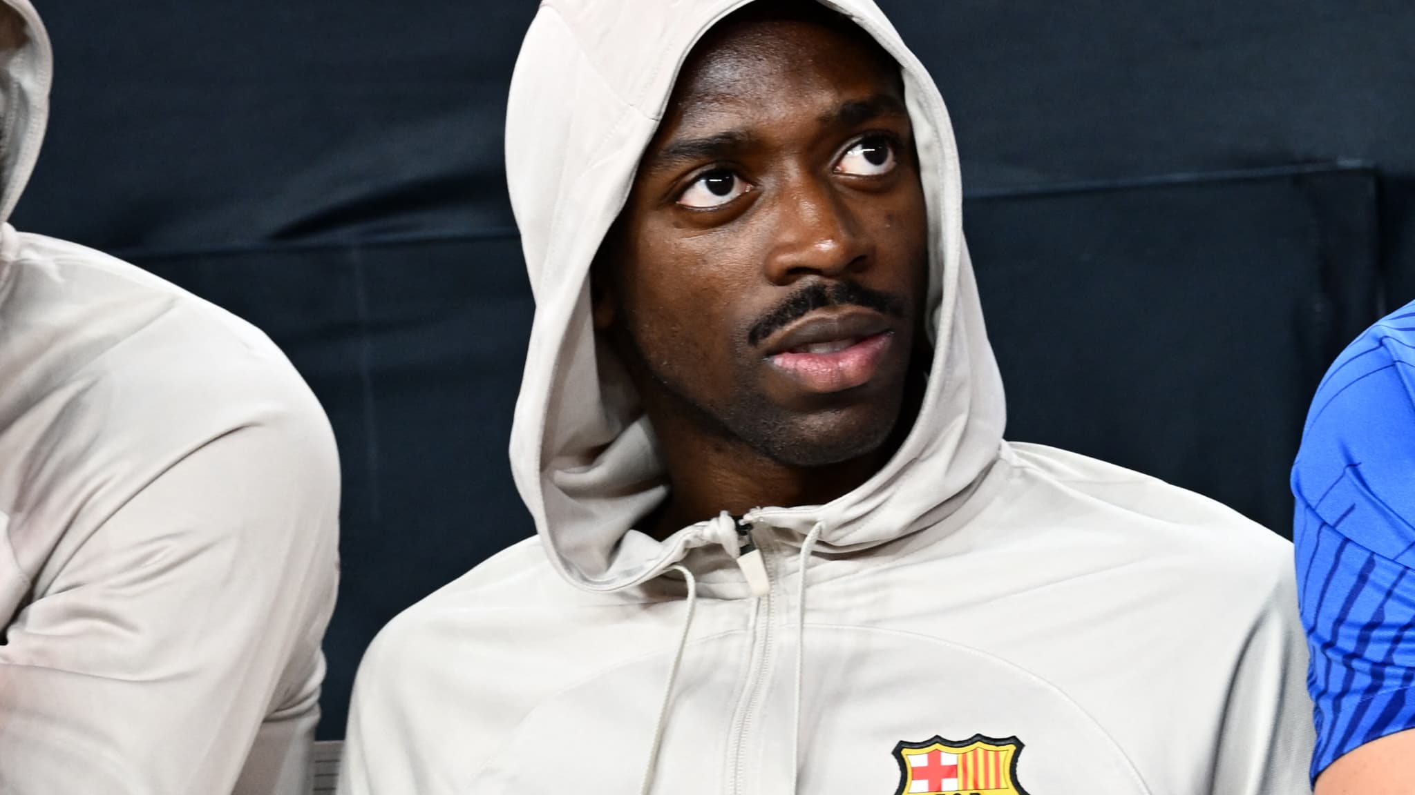 Ousmane Dembélé tout sourire lors du match amical entre le Barça et l'AC Milan, mercredi 2 août à Las Vegas