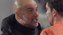 Pep Guardiola et Stefan Ortega après Brentford-Manchester City, le 14 janvier 2025 en Premier League