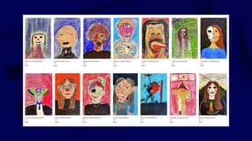 Capture d'écran des œuvres vendus par un professeur canadien d'arts plastiques, et réalisés par ses élèves, sur son internet.