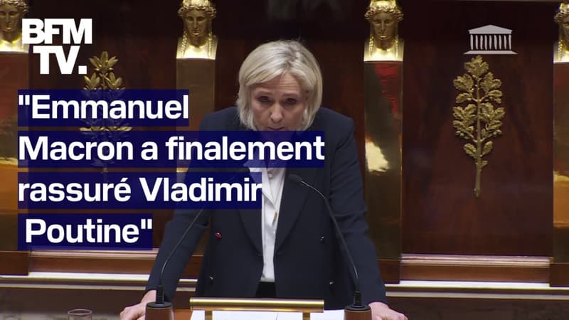 Aide à l'Ukraine: le discours de Marine Le Pen à l'Assemblée nationale