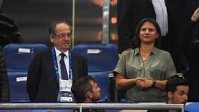 Noël Le Graët et Roxana Maracineanu en tribunes lors d'un match de football