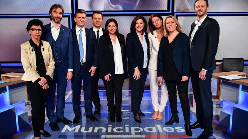 Les sept principaux candidats à la mairie de Paris, le 10 mars 2020