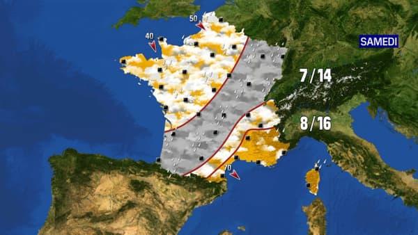 La carte de la météo de samedi.