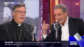 "Je lève les yeux au ciel pour trouver l'Esprit sain pour pouvoir répondre à vos questions difficiles": le sourire de Monseigneur Aupetit face à Jean-Jacques Bourdin