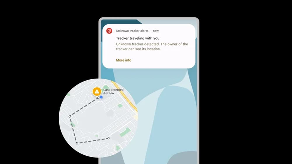 La notification reçue par les utilisateurs en cas de possession d'un traceur inconnu. La notification reçue par les utilisateurs en cas de possession d'un traceur inconnu.