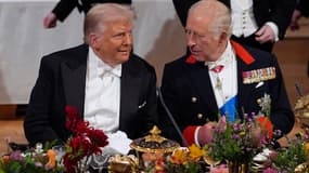 Donald Trump et le roi Charles III au dîner d'Etat à Windsor, le 17 septembre 2025.