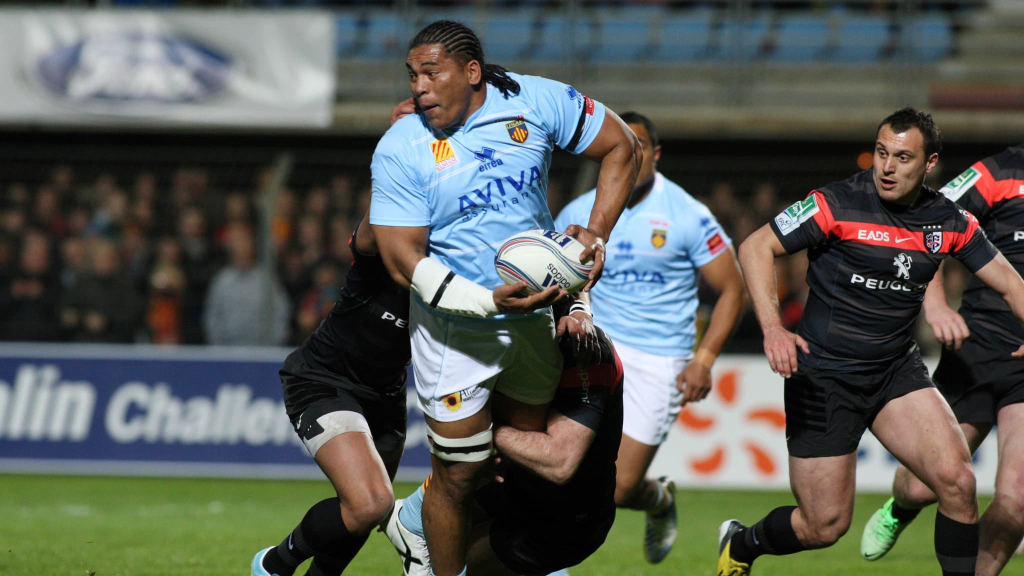 Henry Tuilagi, père de Posolo, avec Perpignan en avril 2013