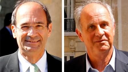 Patrice de Maistre (à droite) a écrit à Eric Woerth pour le remercier d'être intervenu en sa faveur afin de lui permettre d'obtenir la Légion d'honneur, selon le Journal du dimanche. /Photos d'archives/REUTERS/Benoît Tessier