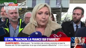 Marine Le Pen sur l'absence de certains médias lors de son déplacement: "C'est une question de place, 100 journalistes sur un chantier comme ça, ce n'était pas possible"