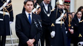 Le Premier ministre Gabriel Attal lors de sa prise de fonctions à Matignon, le 9 janvier 2024.