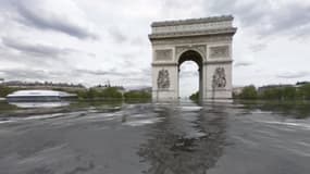 Une simulation de réchauffement climatique montre que l'Arc de Triomphe pourrait être inondé.