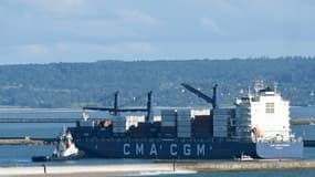 Un porte-conteneurs de la compagnie CMA CGM au Havre, en Seine-Maritime, le 24 mai 2022