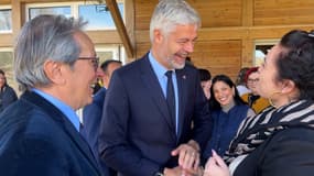 Laurent Wauquiez en campagne à Digne-les-Bains le 4 avril 2025.
