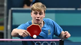 La raquette originale du Suédois Truls Moregard lors des JO de Paris 2024.