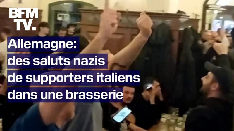 Allemagne: des saluts nazis et des chants fascistes de supporters italiens de la Lazio Rome, dans une brasserie à Munich