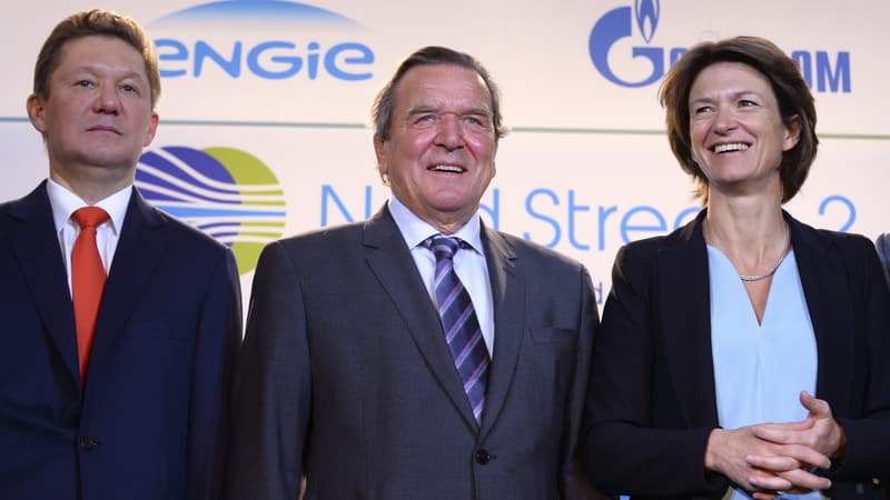 En 2017, le plan de financement de Nord Stream 2 a été validé par Alexeï Miller président de Gazprom, l'ex-chancelier allemand Gerhard Schroeder qui travaille désormais pour le groupe russe et Isabelle Kocher, présidente d'Engie