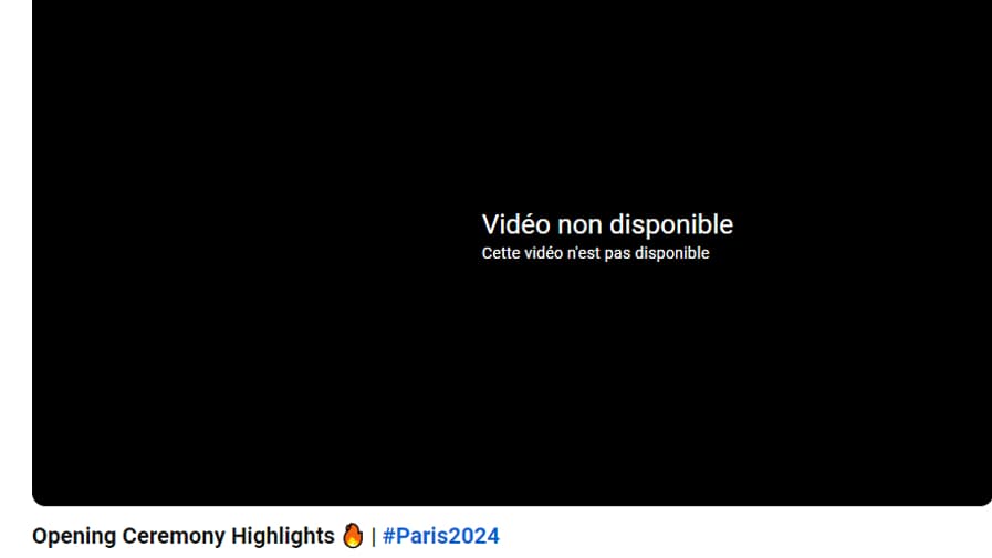 Jeux olympiques 2024 - Le replay de la cérémonie d'ouverture supprimé Jeux olympiques 2024 - Le replay de la cérémonie d'ouverture supprimé