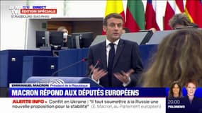 Emmanuel Macron sur la polémique de l'Arc de Triomphe: "Il n'y a jamais eu de choix de la France de faire disparaître le drapeau européen"