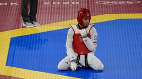 Jack Woolley lors du tournoi de taekwondo des JO de Tokyo