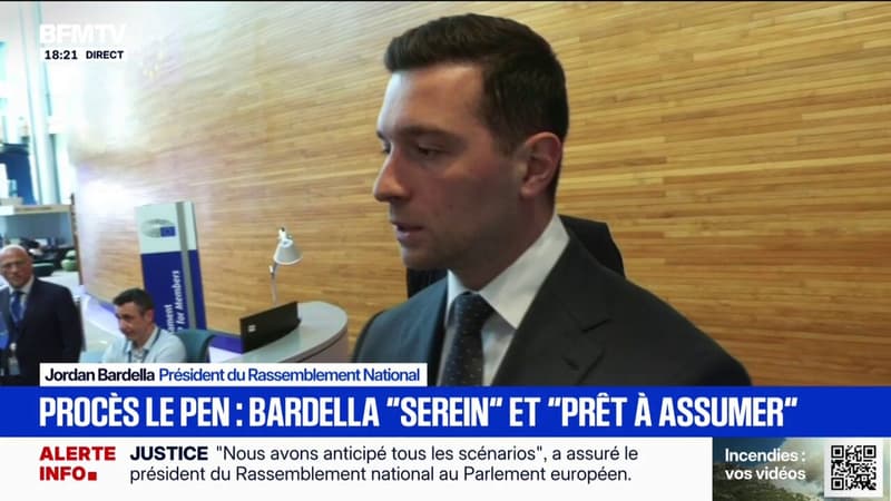Présidentielle: Jordan Bardella assure être "serein" et se dit "prêt à assumer les conséquences" du jugement de Marine Le Pen