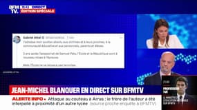 Attaque au couteau à Arras: "Face à la haine, à la barbarie terroriste, l'école restera soudée et elle restera ferme", indique le ministre de l'Éducation nationale, Gabriel Attal