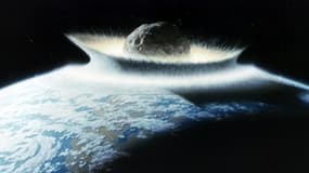 Vue d'artiste d'une collision d'un astéroïde géant avec la Terre