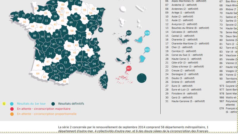 La carte des résultats aux élections 