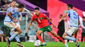 Azzedine Ounahi lors de Maroc-Espagne, à Al-Rayyan le 6 décembre 2022