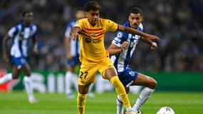 Lamine Yamal lors du match Porto-FC Barcelone en Ligue des champions, le 04/10/2023