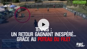 Tennis : Un retour gagnant inespéré... grâce au poteau du filet