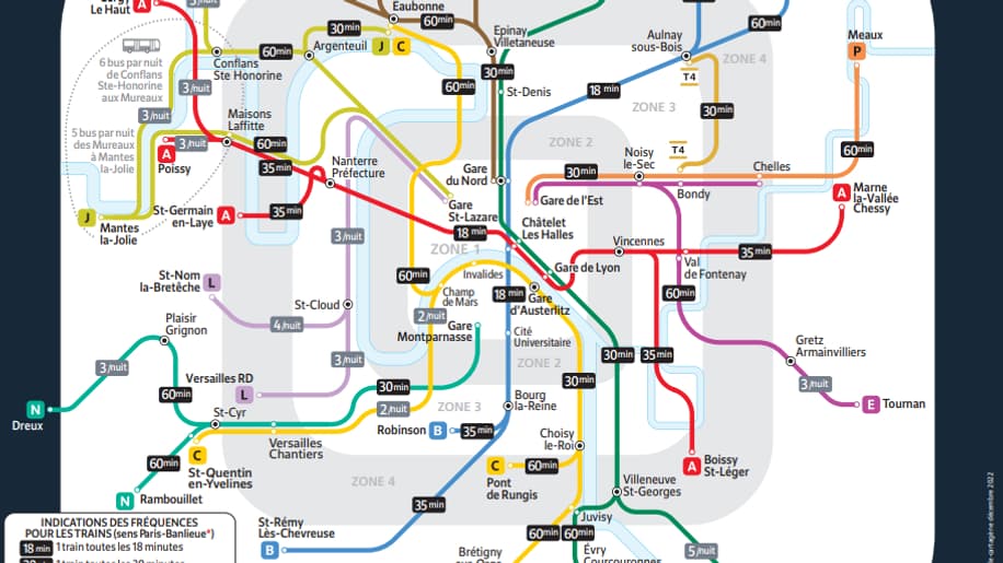Les fréquences seront modifiées sur les lignes de RER ouvertes toute la nuit pour le réveillon du Nouvel an.