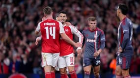 Gabriel Martinelli célèbre son but face à l'Olympiakos, le 1er octobre 2025