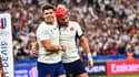 Matthieu Jalibert et Gabin Villière avec le XV de France face à la Nouvelle-Zélande lors de la Coupe du monde de rugby, le 8 septembre 2023