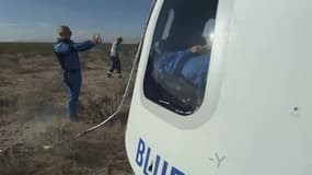 William Shatner au moment de l'atterrissage 