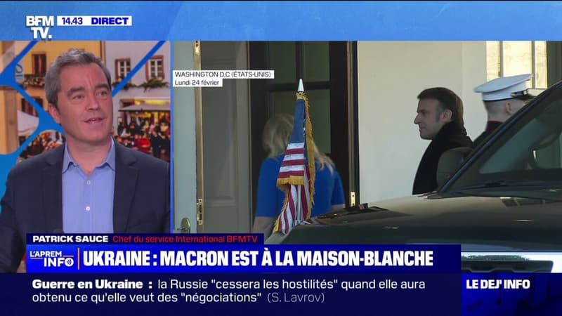 Emmanuel Macron arrive à la Maison Blanche pour assister à une visioconférence du G7