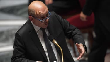 Le ministre des Affaires Étrangères Jean-Yves Le Drian le 14 mai 2019 à l'Assemblée nationale