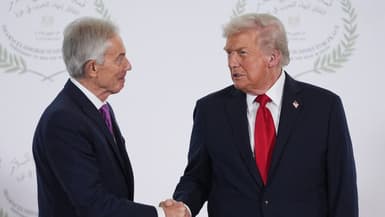 Tony Blair et Donald Trump à Charm el-Cheikh, en Égypte, le 13 octobre 2025. (Photo d'archive)